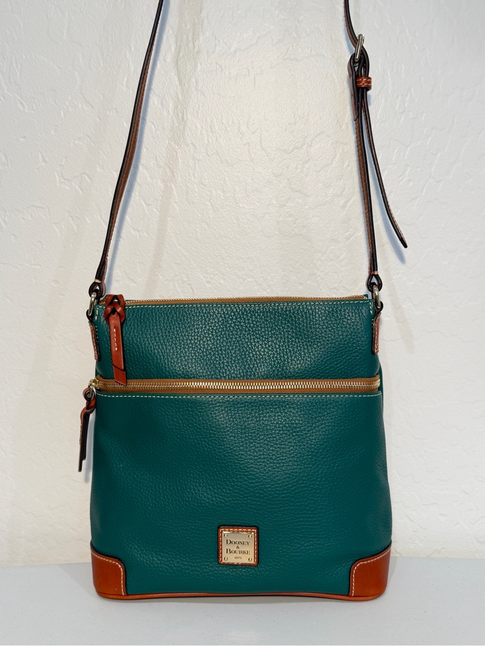 Dooney & Bourke Pebble Grain Leather Crossbody Bag – Teal / Emerald Green